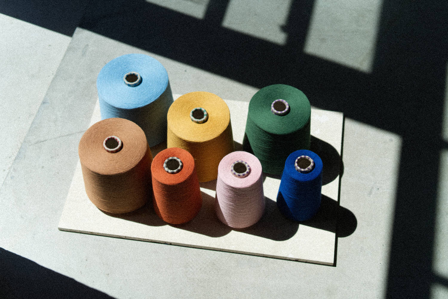 A selection of yarns used to make our knitted towels and bathrobes