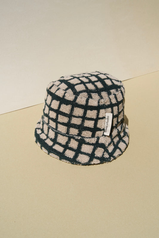 Bold Grid Bucket Hat | Forest Green