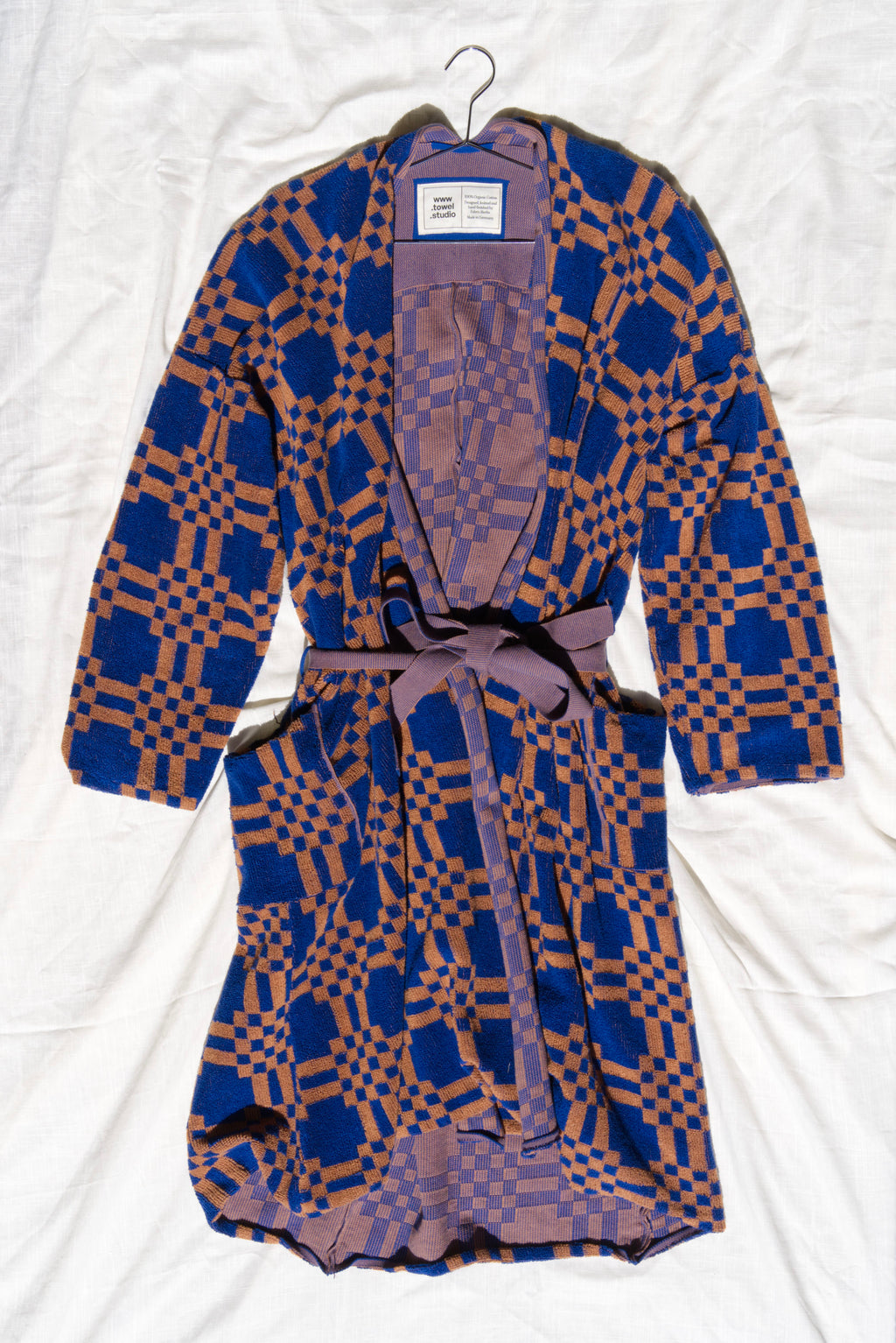 Weave Bathrobe | Azure & Chestnut