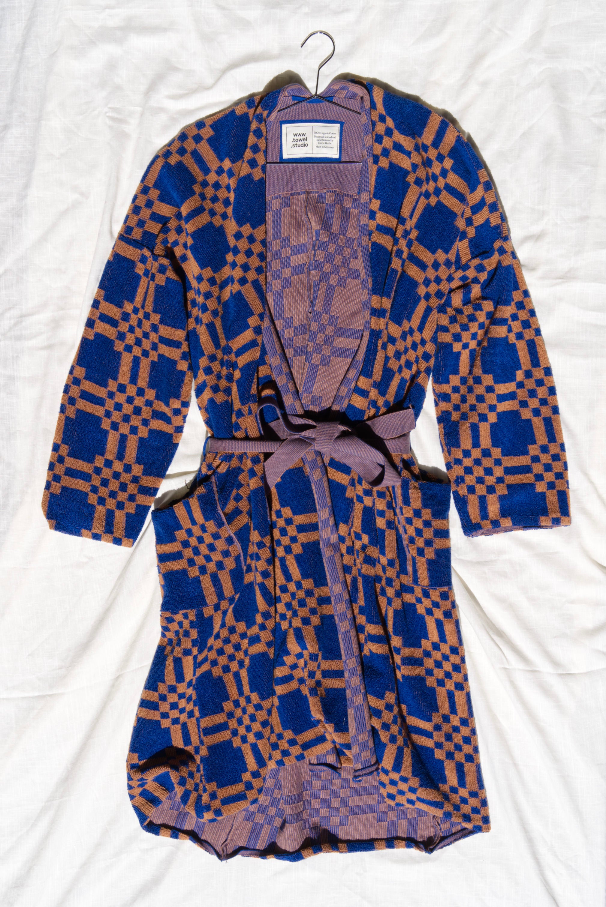 Weave Bathrobe | Azure & Chestnut