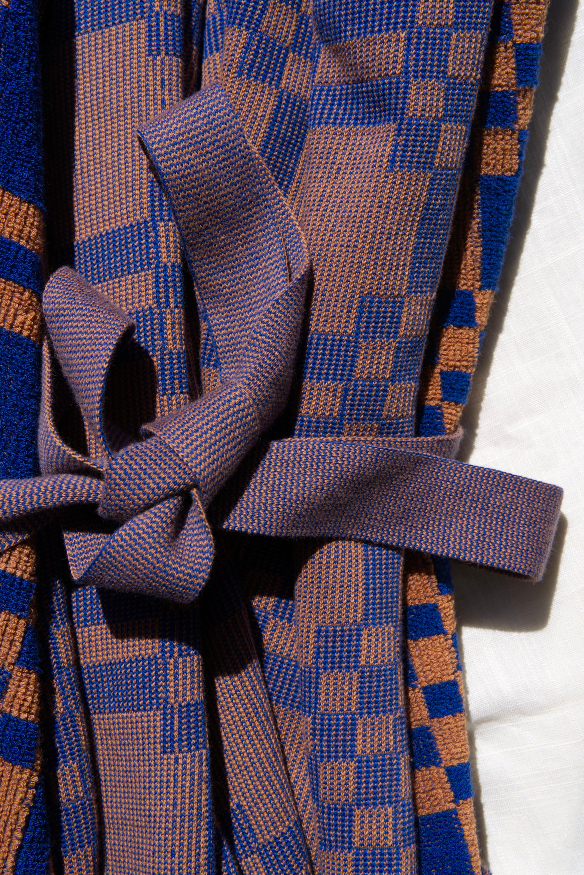 Weave Bathrobe | Azure & Chestnut
