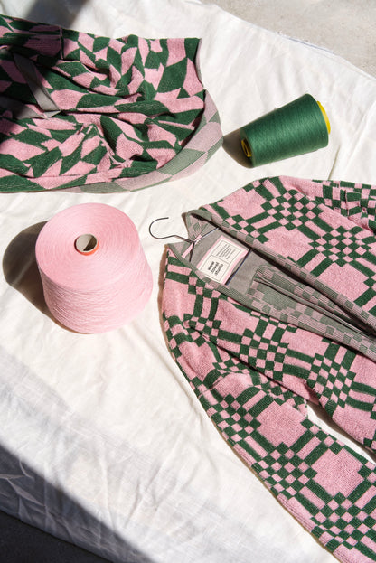 Weave Bathrobe |   Pink & Green