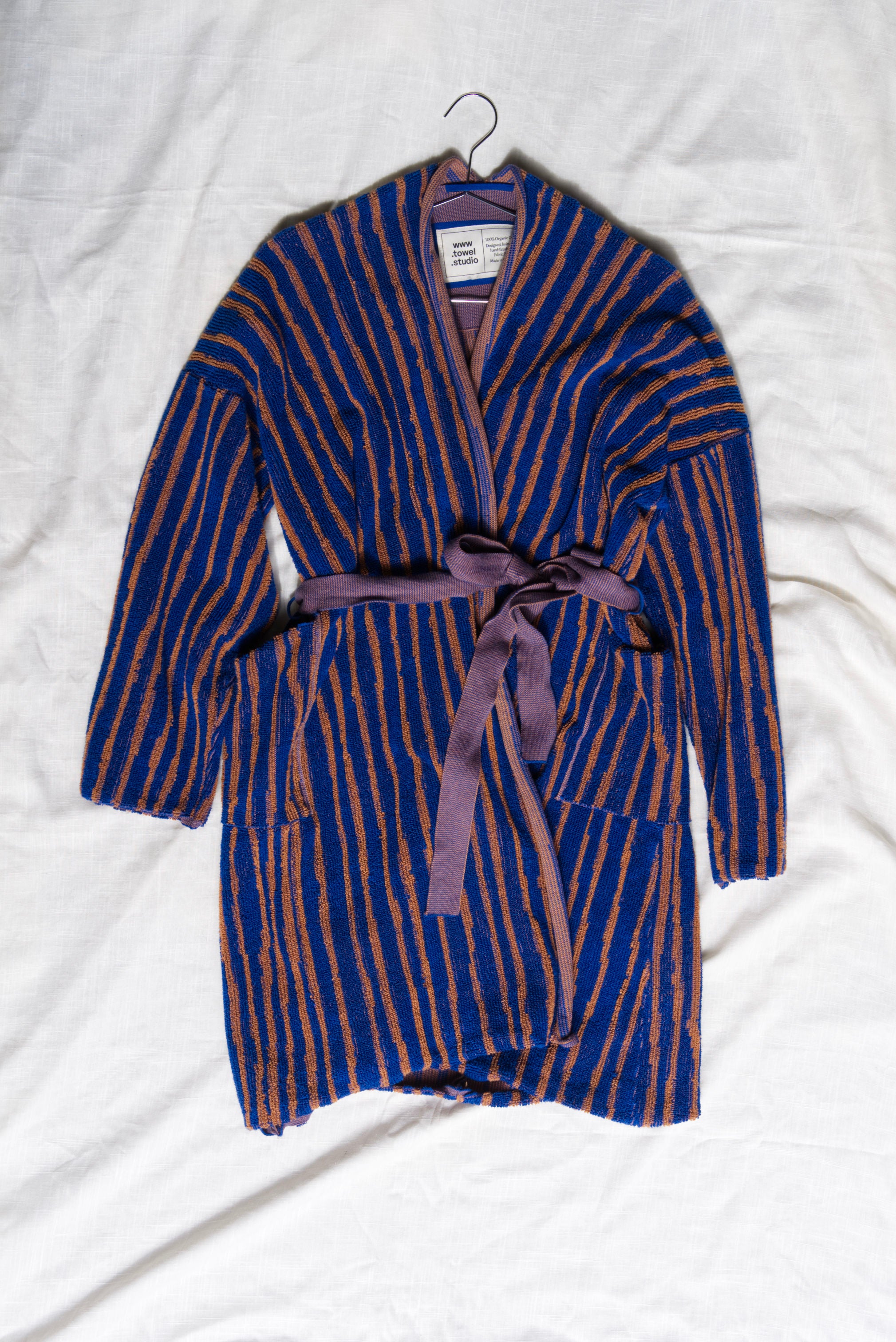 Stripe Bathrobe | Azure & Chestnut