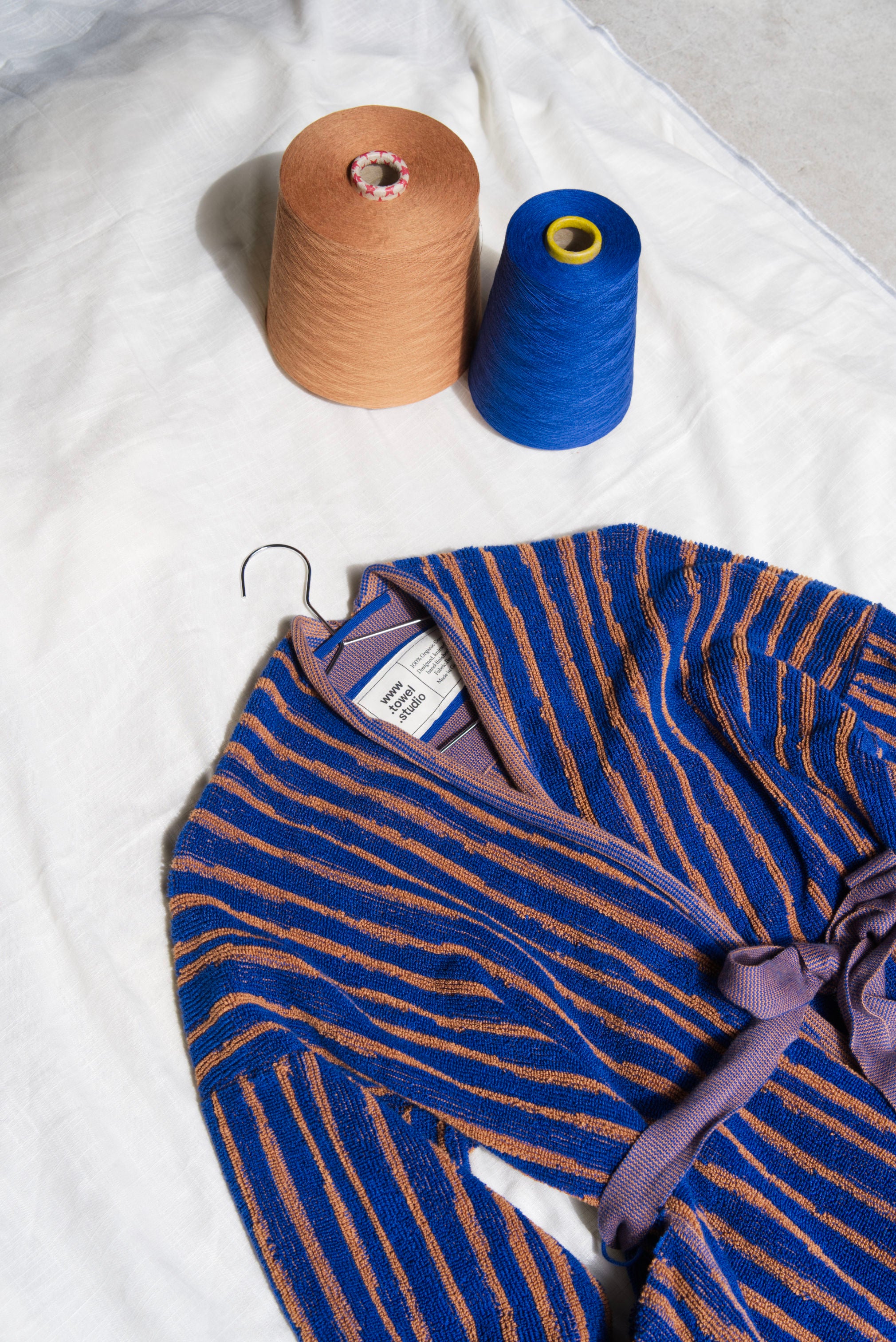 Stripe Bathrobe | Azure & Chestnut