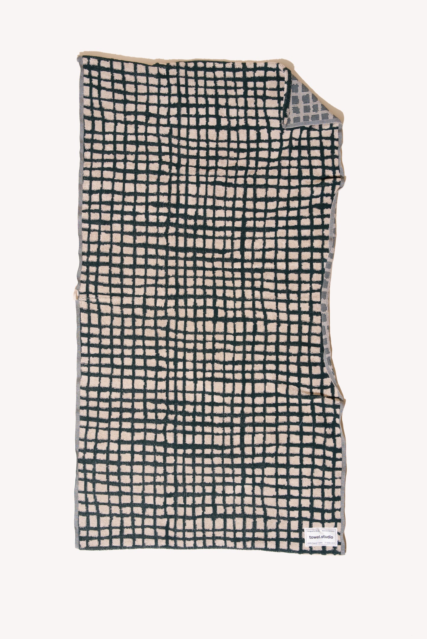 Bold Grid Bath Towel | Forest Green – towel.studio