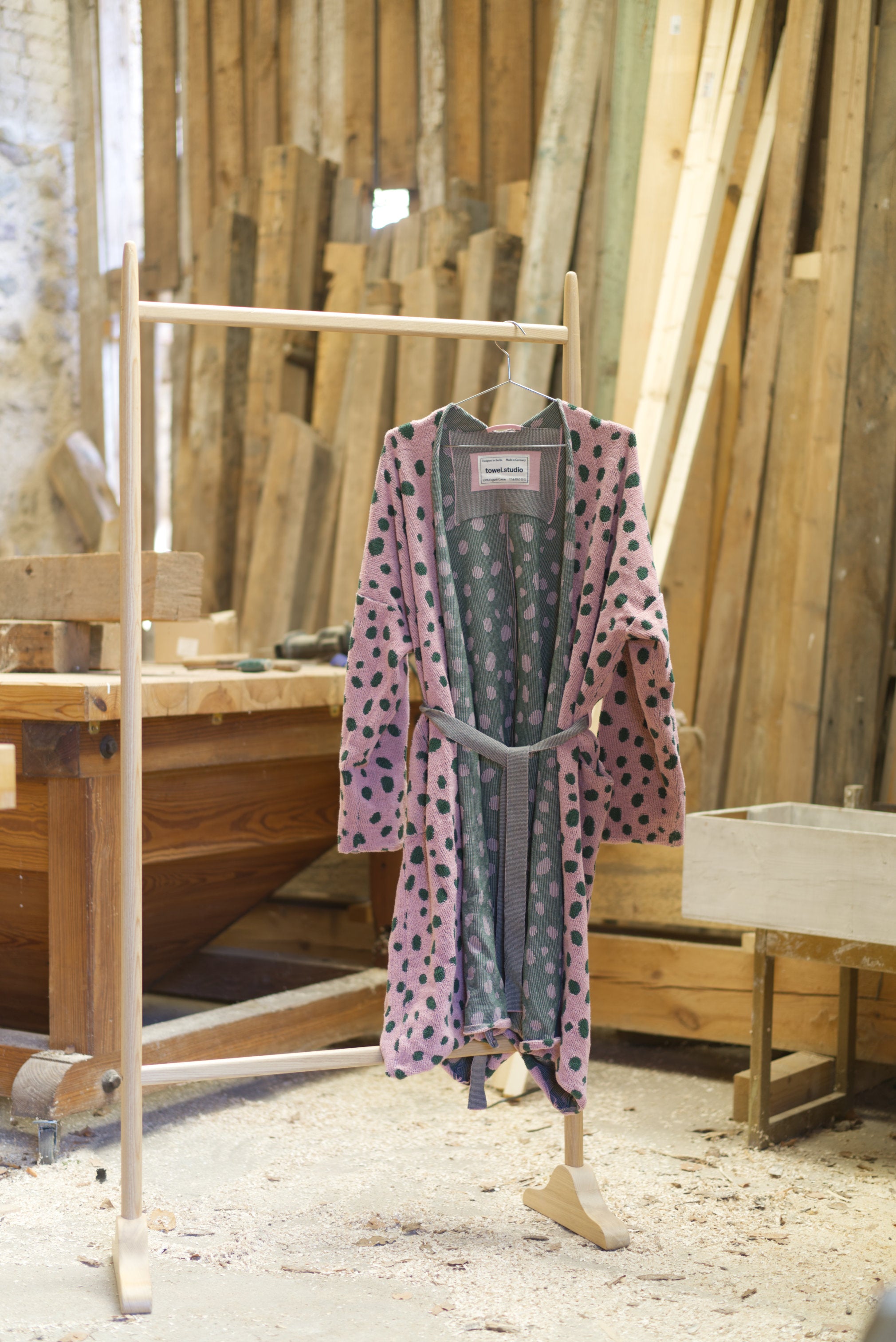 Pebbles Bathrobe | Pink & Green