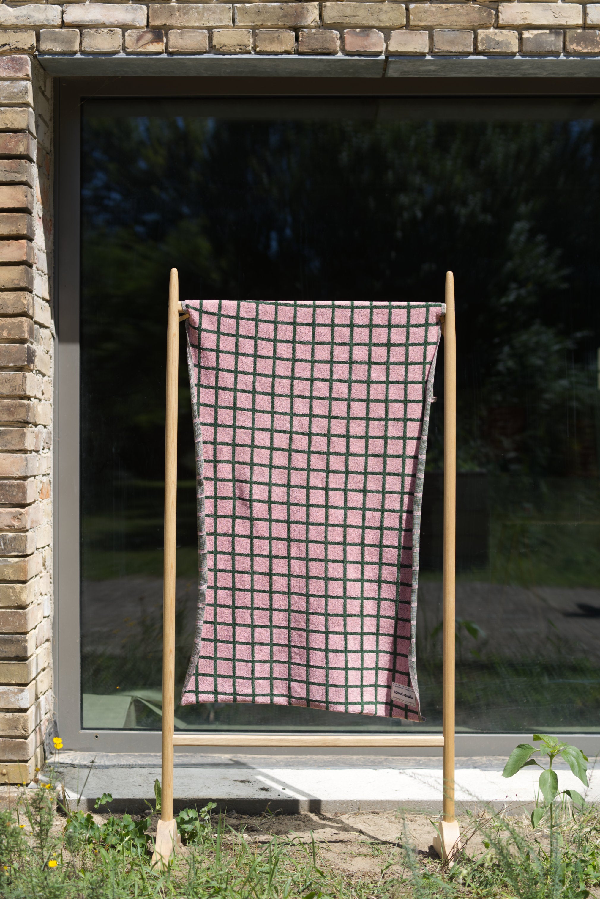 Tiles Bath Towel | Pink & Green