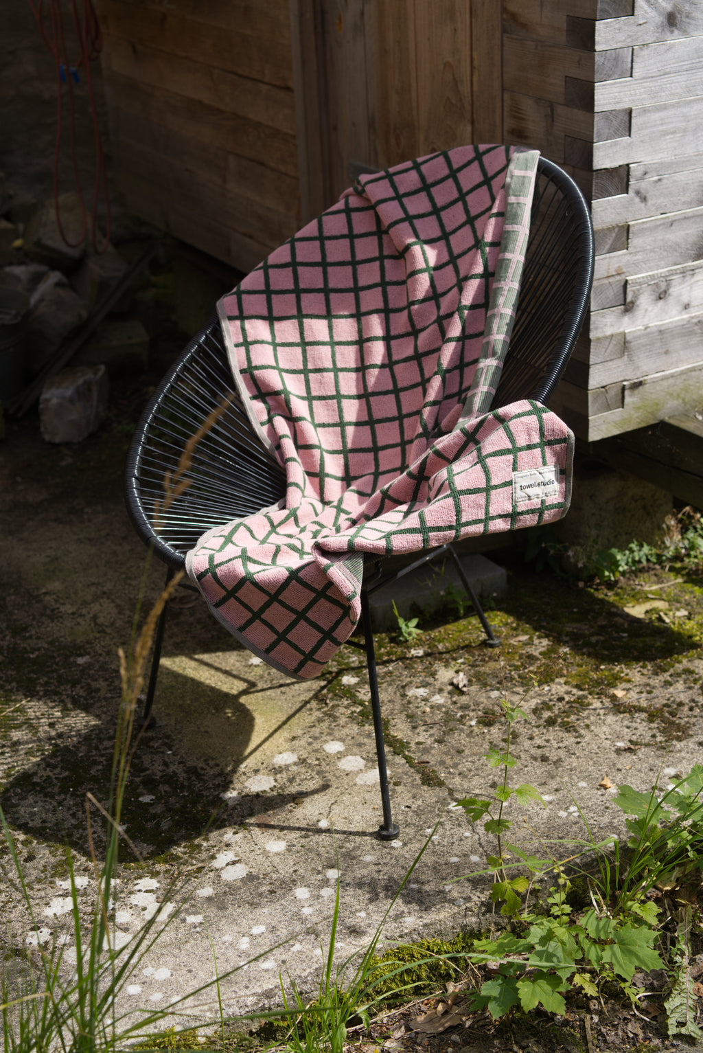 Tiles Bath Towel | Pink & Green