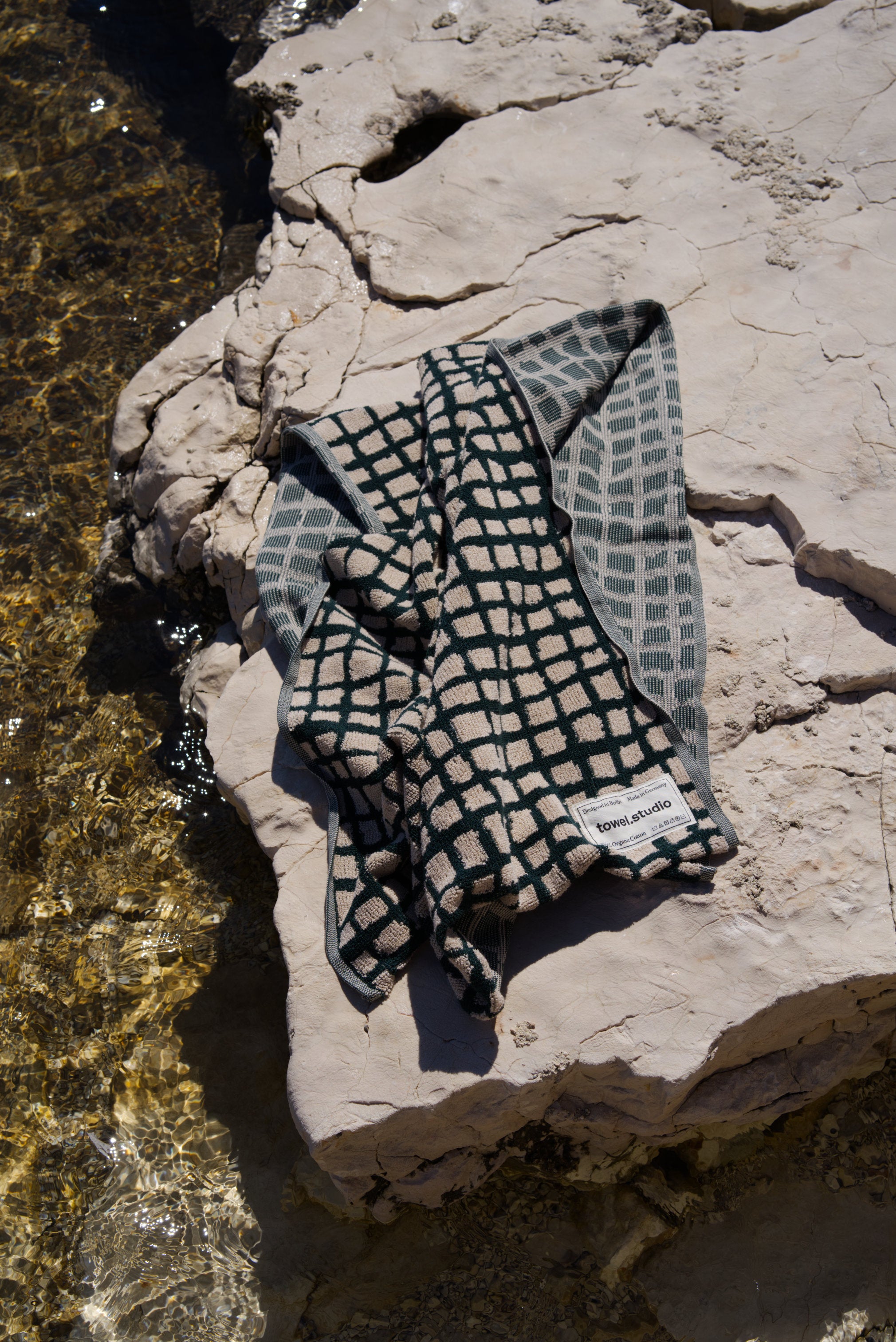 Bold Grid Beach Towel | Forest Green