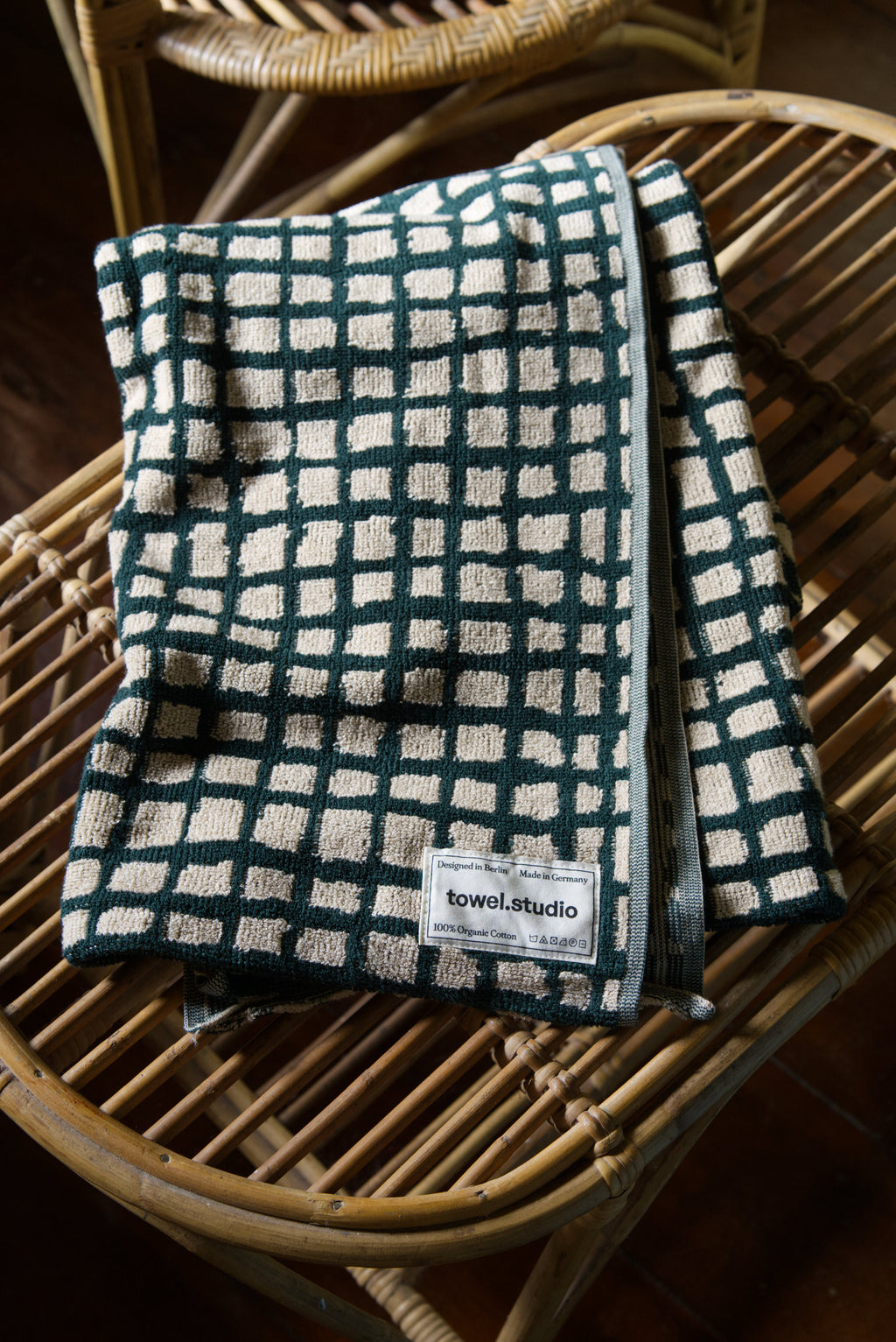 Bold Grid Beach Towel | Forest Green