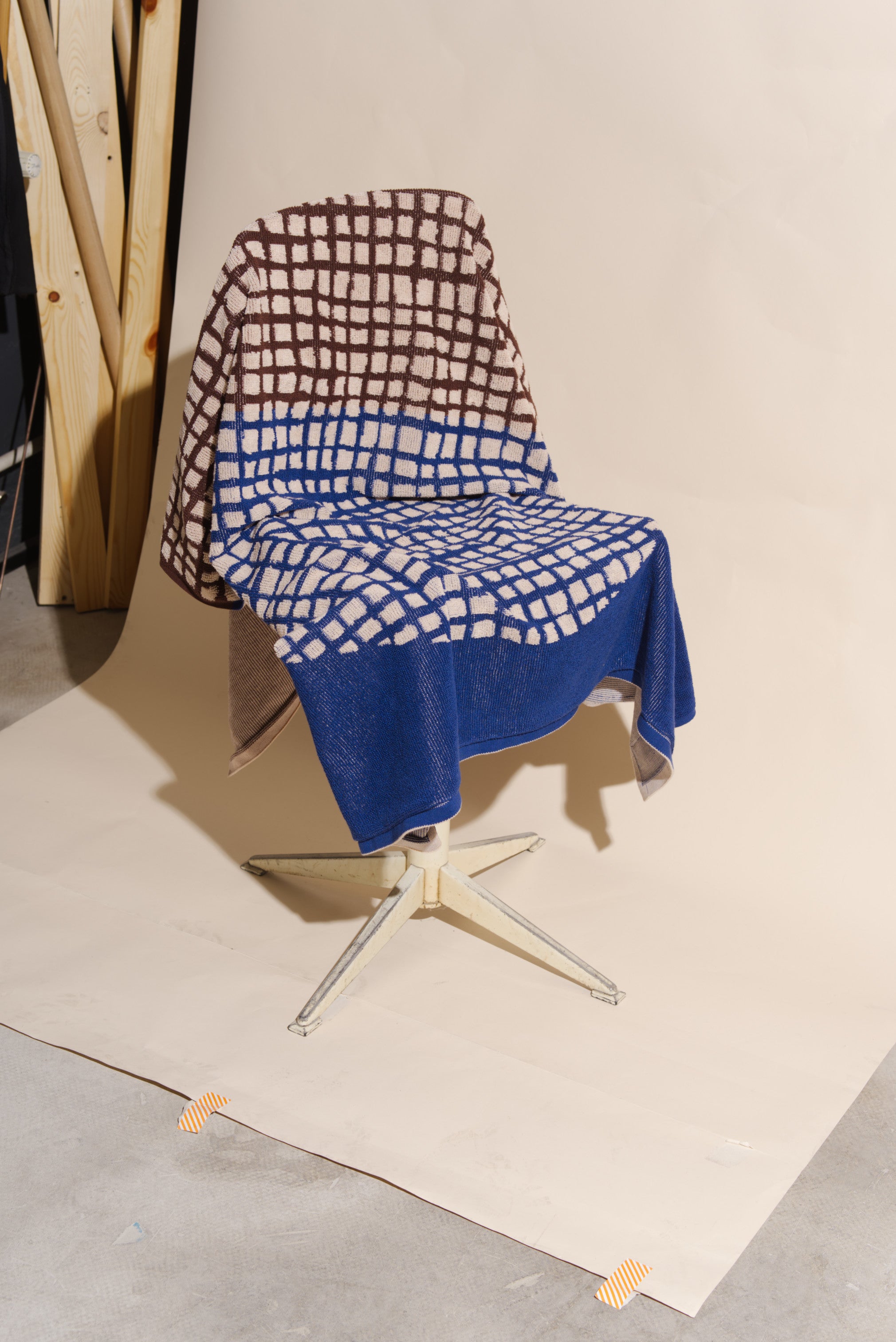 Bold Grid Blanket Towel | Blue Moon