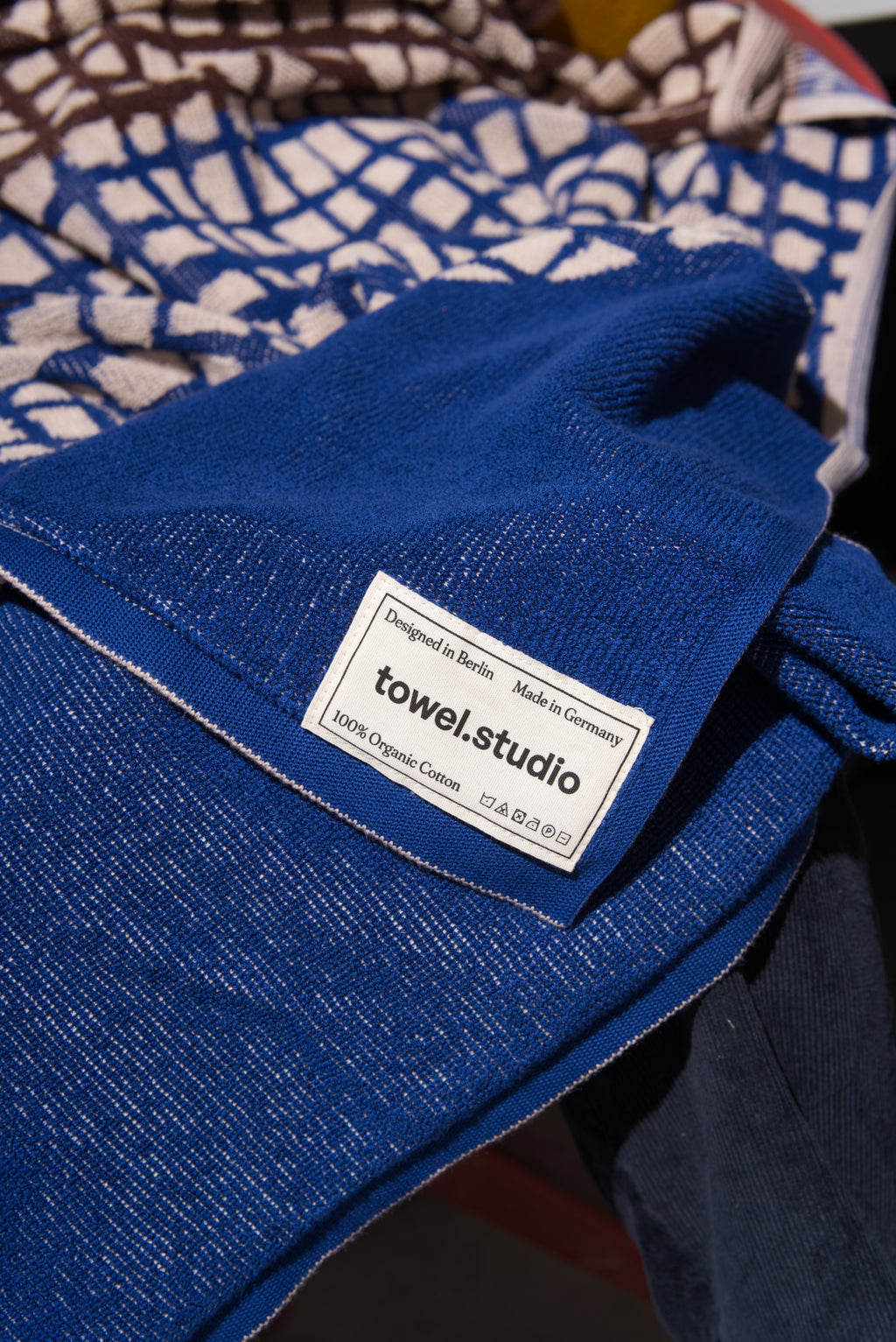 Bold Grid Blanket Towel | Blue Moon
