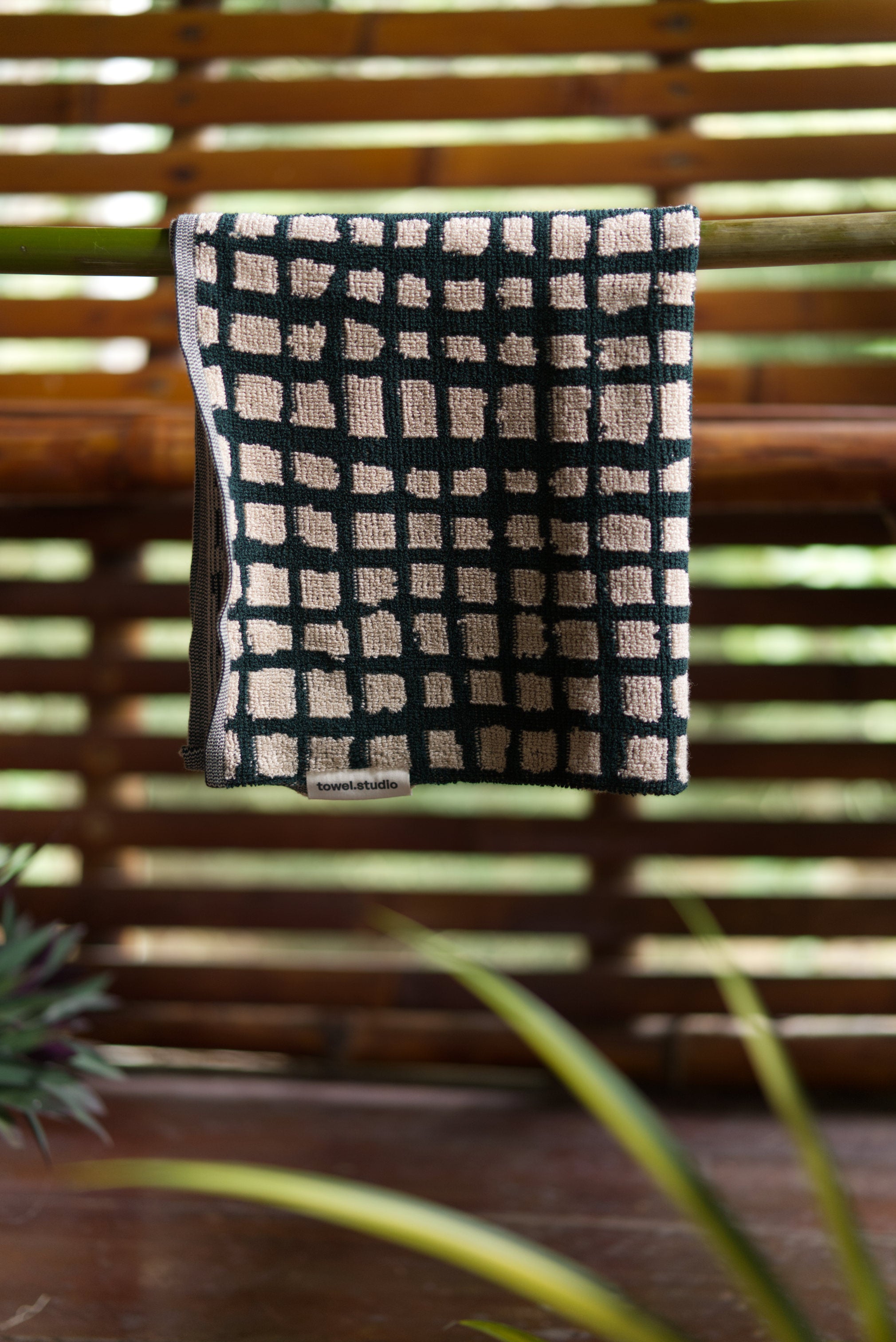 Bold Grid Guest Towel | Forest Green