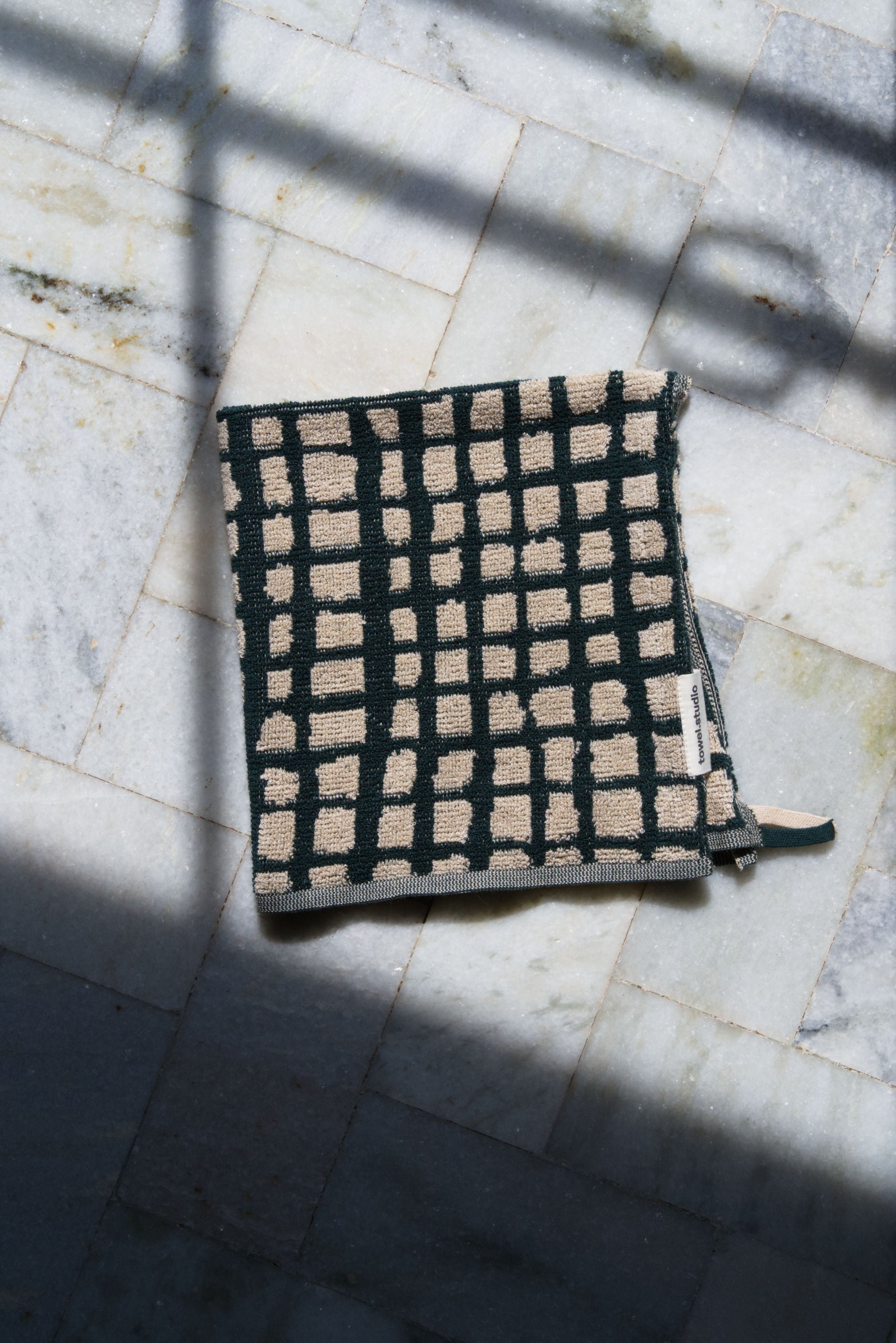Bold Grid Guest Towel | Forest Green