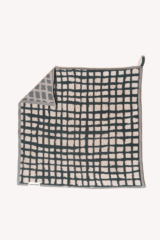 Bold Grid Guest Towel | Forest Green