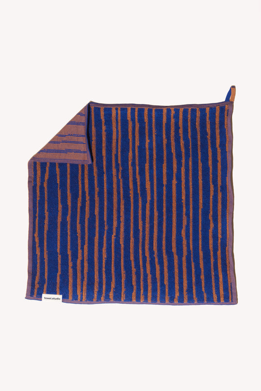 Stripe Guest Towel | Azure & Chestnut