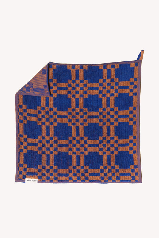Weave Guest Towel | Azure & Chestnut
