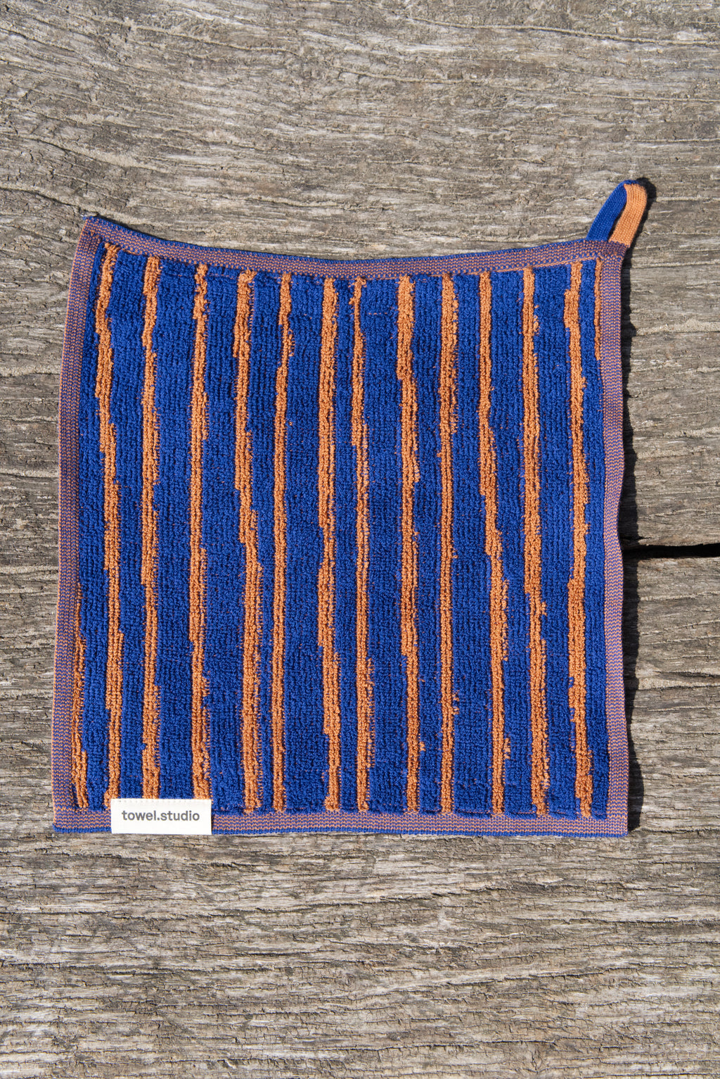 Stripe Wash Cloth | Azure & Chestnut