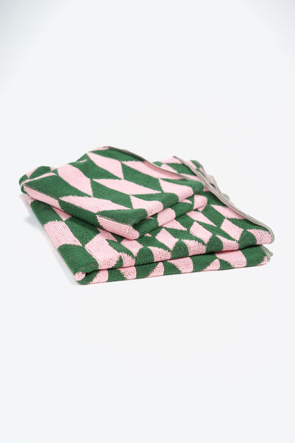 bath towel terry pink green frottee badetuch rosa grün set