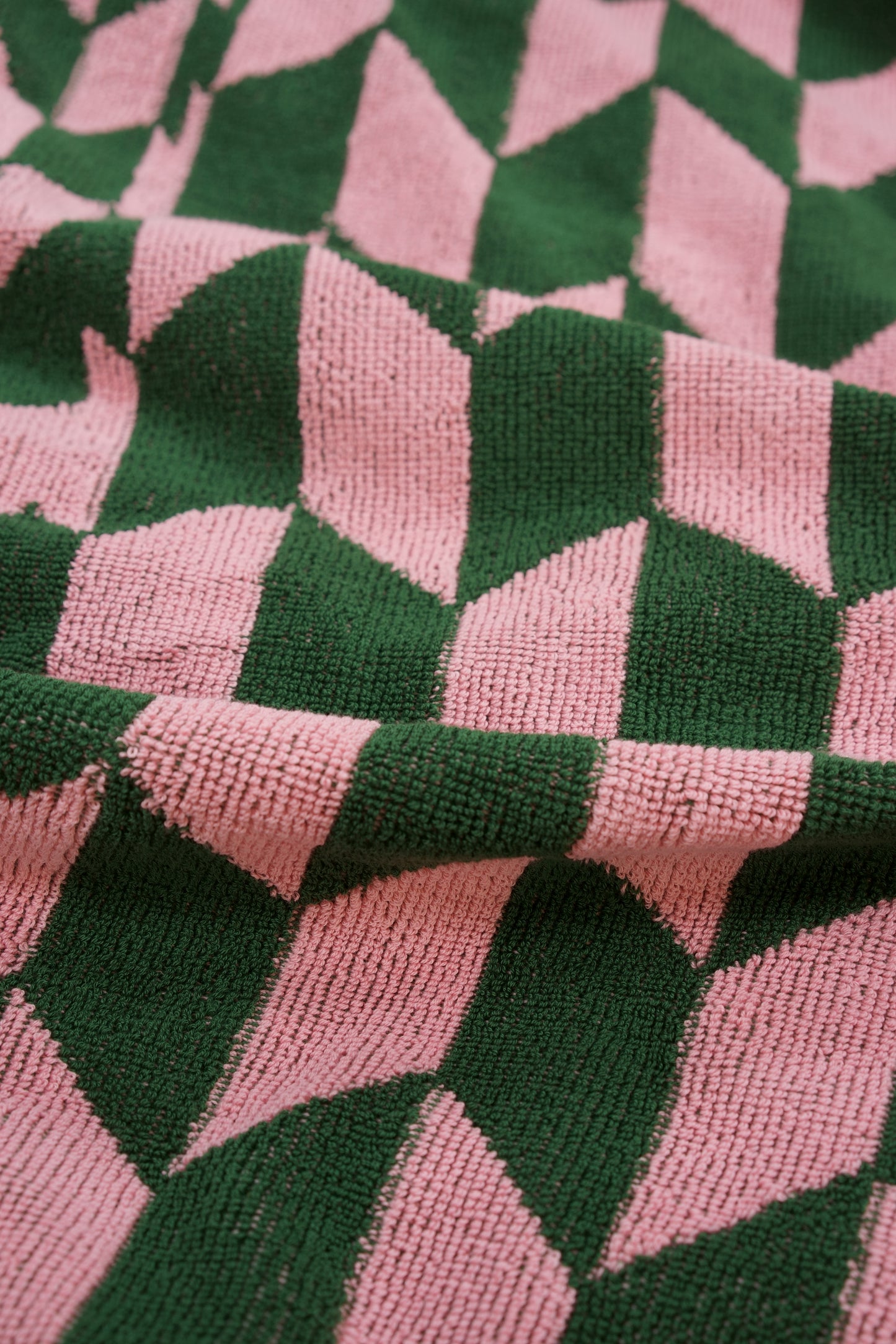 bath towel terry pink green frottee badetuch rosa grün