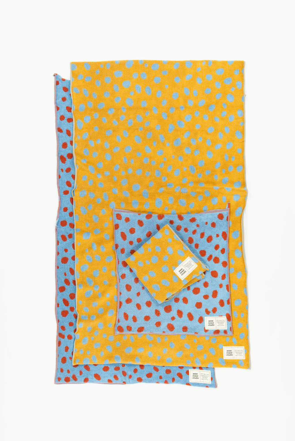 Pebbles 4 Pcs Set | Bath & Guest Towels x 2 Colors | Sky & Brick + Caramel & Sky